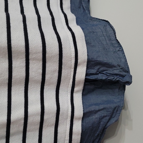 Ann Taylor Loft Black & White Stripped Top w/Jean underneath - Picture 2 of 5